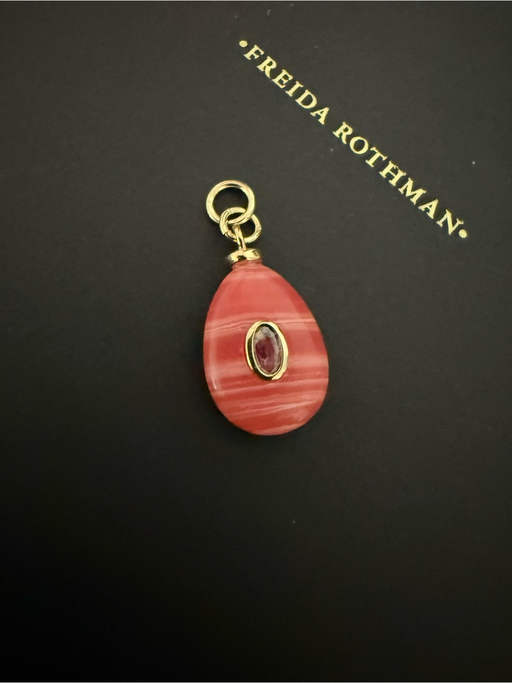 Freida Rothman Pink Teardrop Pendant Necklace Charm